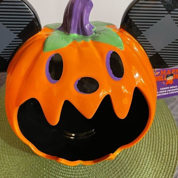 Disney Parks Mickey Mouse Pumpkin Candy Bowl NWT - Picture 5 of 13